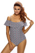 Grayish 3D Cube Frill One-piece Swimwear